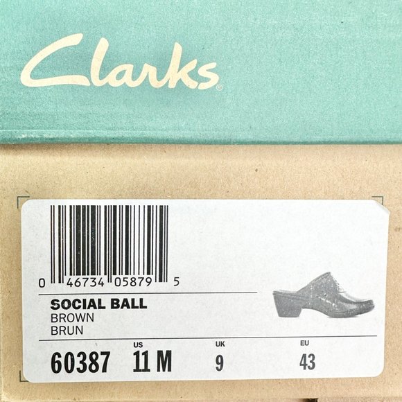Clarks Bendables Clogs Social Ball 11M Brown Leather - Picture 8 of 8